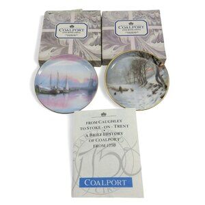 COALPORT Miniature Plates Bone China Decorative Set of 2 Boxed Vintage 3"
